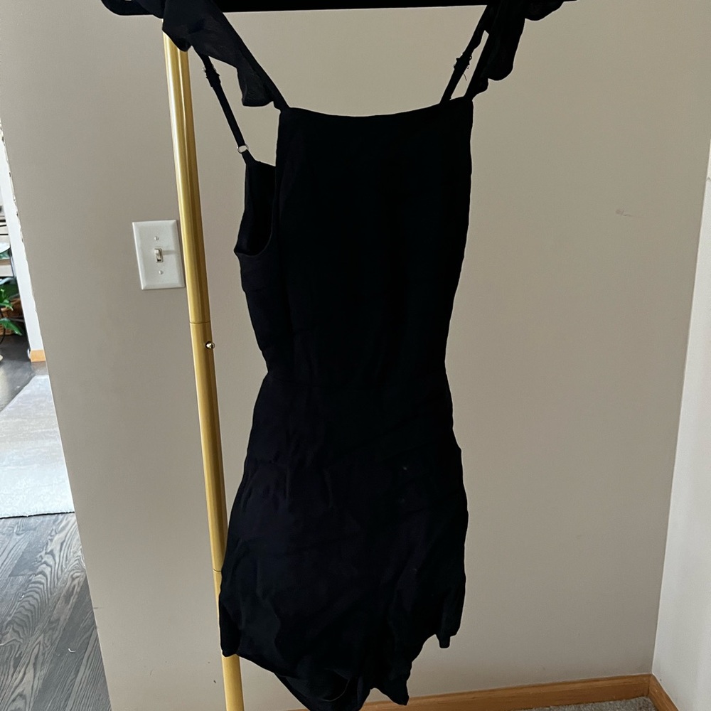 Black Womens Romper One Piece low back tie